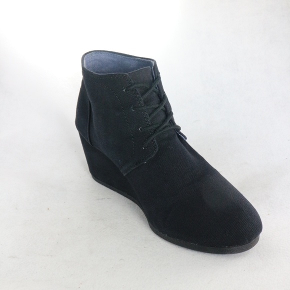 PAIR Bongo Women's Patillas Black Canvas Wedge Booties Sz 11 US - Picture 6 of 8